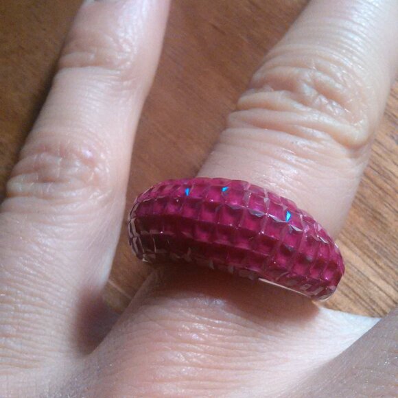 Simulated Ruby Color Diamond Sterling Silver Ring (Size 6) - Picture 12 of 16